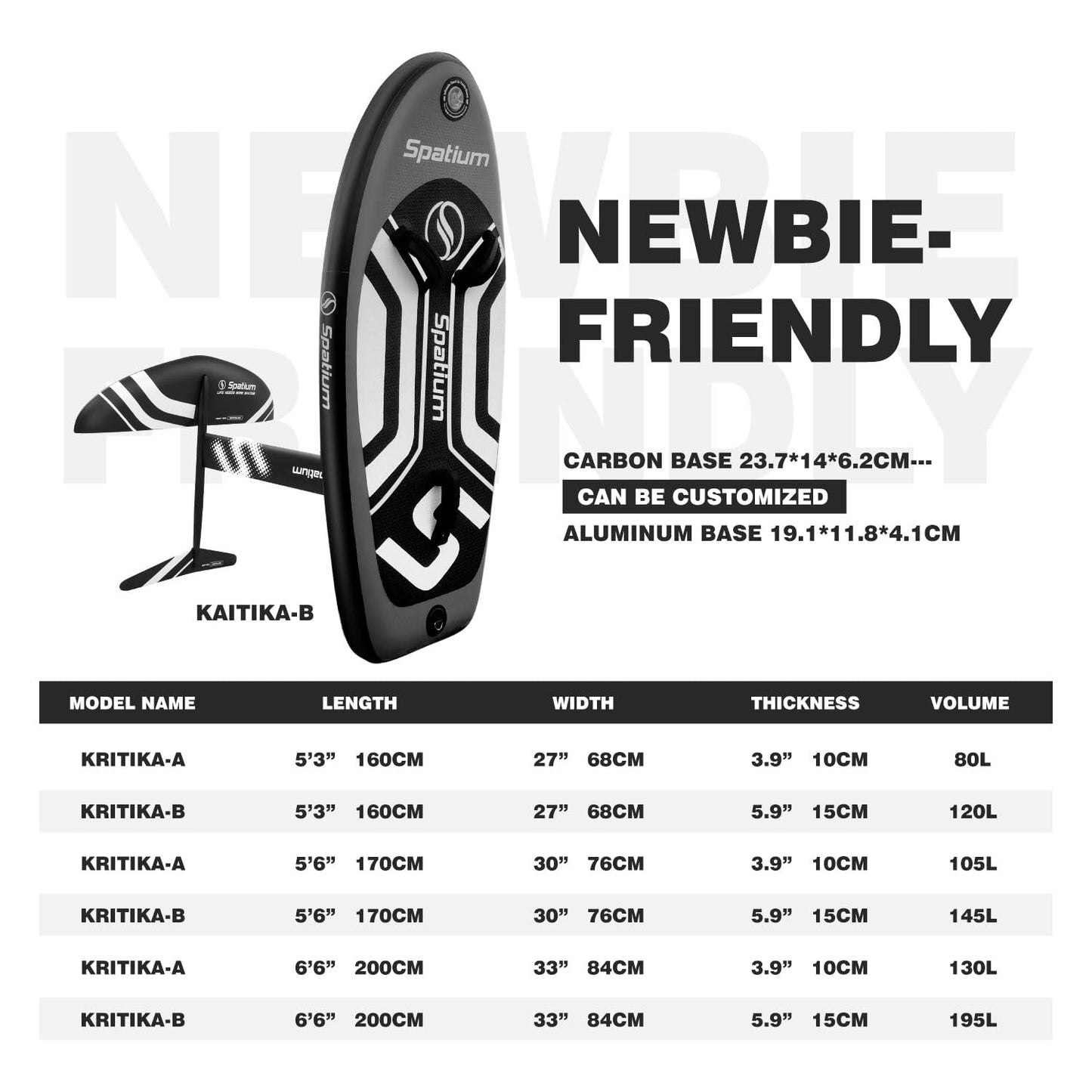 Spatium Hydrofoil Board voor surfen met draagvleugelaccessoires Inflator Pomp, rugzak, veilige riem, Fix Kit Wing Foil Board Surf Hydrofoil Surfboard Grijs