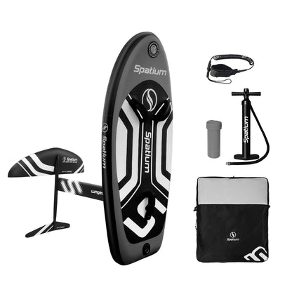 Spatium Hydrofoil Board voor surfen met draagvleugelaccessoires Inflator Pomp, rugzak, veilige riem, Fix Kit Wing Foil Board Surf Hydrofoil Surfboard Grijs