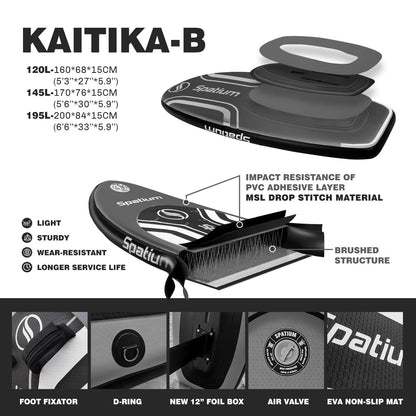 Spatium Hydrofoil Board voor surfen met draagvleugelaccessoires Inflator Pomp, rugzak, veilige riem, Fix Kit Wing Foil Board Surf Hydrofoil Surfboard Grijs